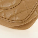 CHANEL Chain Shoulder Bag Caviar Skin Beige Gold CC Auth ka4405V-20
