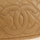 CHANEL Chain Shoulder Bag Caviar Skin Beige Gold CC Auth ka4405V-21