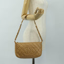 CHANEL Chain Shoulder Bag Caviar Skin Beige Gold CC Auth ka4405V-29