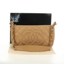 CHANEL Chain Shoulder Bag Caviar Skin Beige Gold CC Auth ka4405V-12