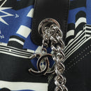 CHANEL La Pauza Hand Bag Canvas Leather 2way Blue Silver CC Auth ka4406SM-16