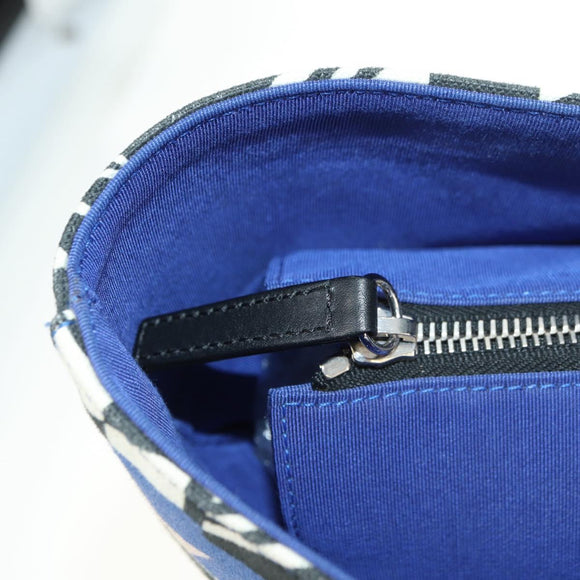 CHANEL La Pauza Hand Bag Canvas Leather 2way Blue Silver CC Auth ka4406SM