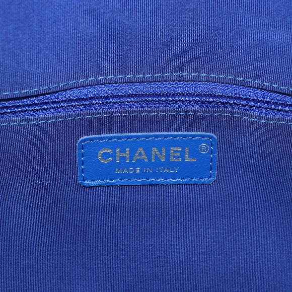CHANEL La Pauza Hand Bag Canvas Leather 2way Blue Silver CC Auth ka4406SM