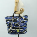 CHANEL La Pauza Hand Bag Canvas Leather 2way Blue Silver CC Auth ka4406SM-26