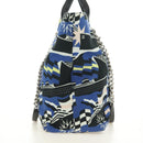 CHANEL La Pauza Hand Bag Canvas Leather 2way Blue Silver CC Auth ka4406SM-5