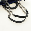 CHANEL La Pauza Hand Bag Canvas Leather 2way Blue Silver CC Auth ka4406SM-9