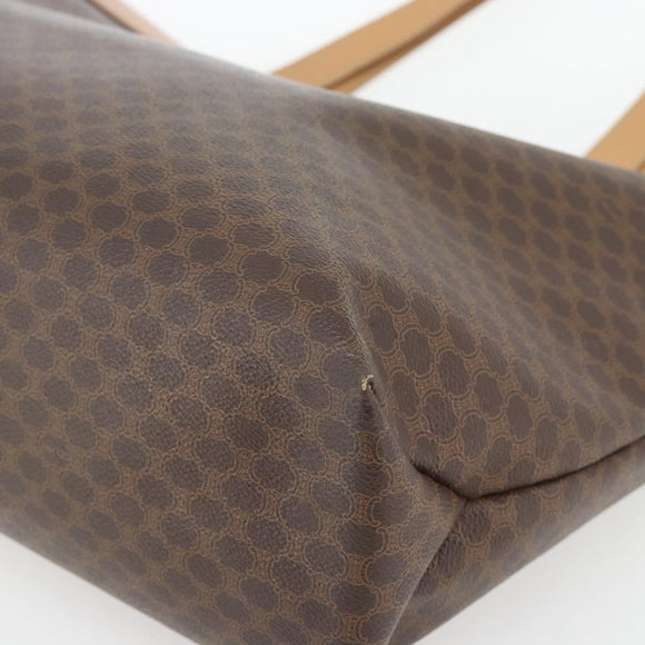 CELINE Macadam Canvas Tote Bag PVC Leather Brown Gold Auth ka4407