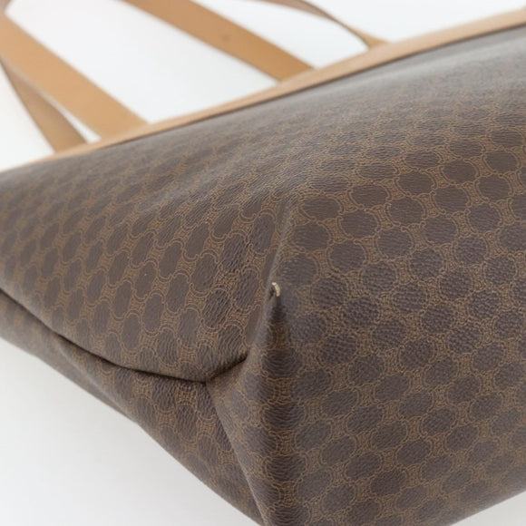 CELINE Macadam Canvas Tote Bag PVC Leather Brown Gold Auth ka4407