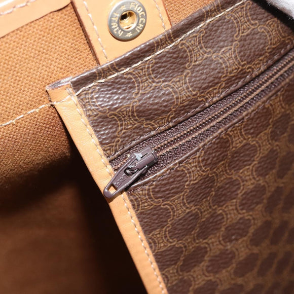CELINE Macadam Canvas Tote Bag PVC Leather Brown Gold Auth ka4407