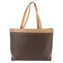 CELINE Macadam Canvas Tote Bag PVC Leather Brown Gold Auth ka4407-3