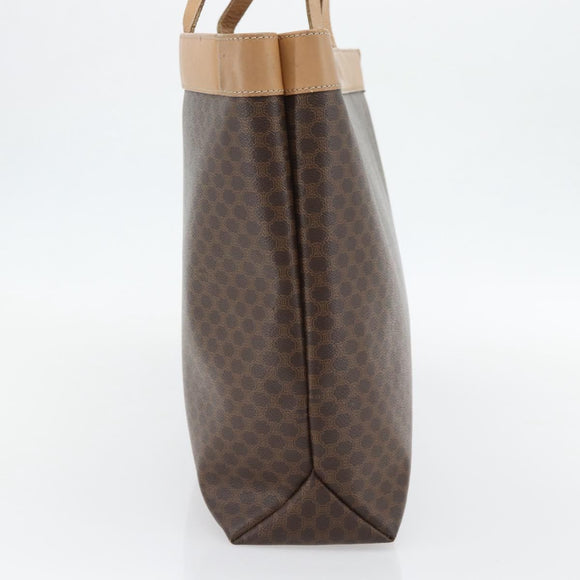 CELINE Macadam Canvas Tote Bag PVC Leather Brown Gold Auth ka4407