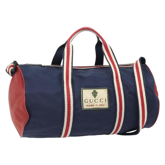 GUCCI Hand Bag Nylon 2way Navy Red 189657 Auth ka4408