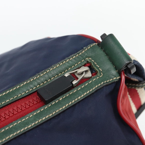 GUCCI Hand Bag Nylon 2way Navy Red 189657 Auth ka4408