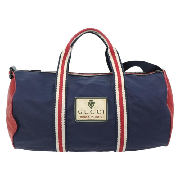 GUCCI Hand Bag Nylon 2way Navy Red 189657 Auth ka4408