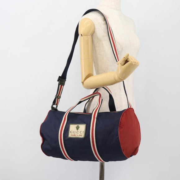 GUCCI Hand Bag Nylon 2way Navy Red 189657 Auth ka4408