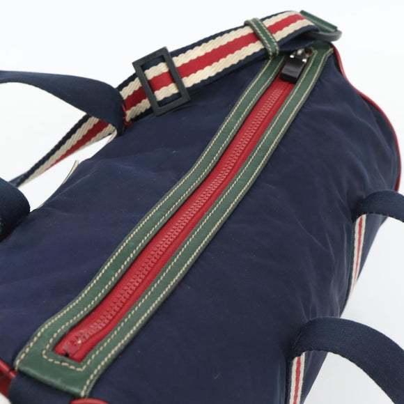 GUCCI Hand Bag Nylon 2way Navy Red 189657 Auth ka4408