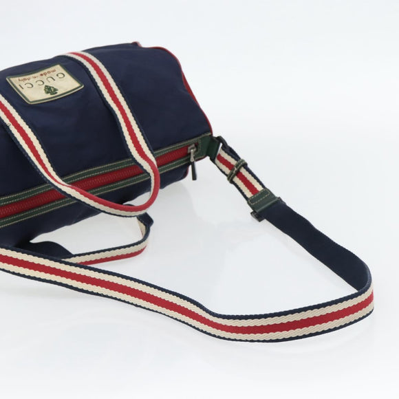 GUCCI Hand Bag Nylon 2way Navy Red 189657 Auth ka4408