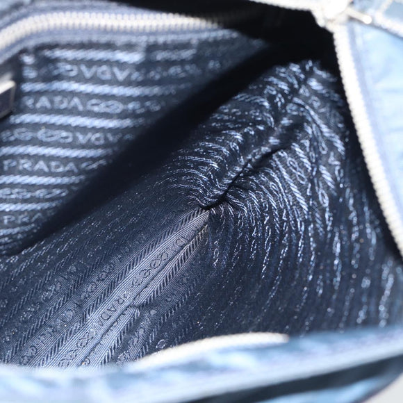 PRADA Shoulder Bag Nylon Navy Silver Auth ka4414A