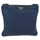 PRADA Shoulder Bag Nylon Navy Silver Auth ka4414A-13