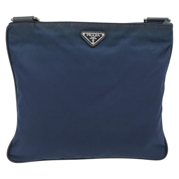 PRADA Shoulder Bag Nylon Navy Silver Auth ka4414A
