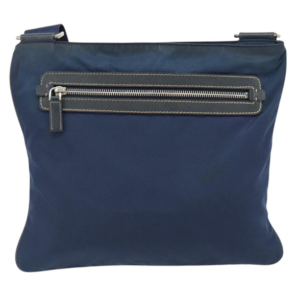 PRADA Shoulder Bag Nylon Navy Silver Auth ka4414A