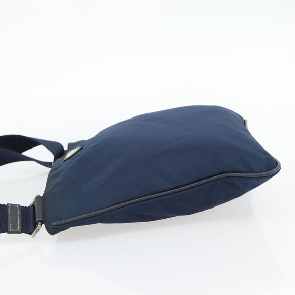 PRADA Shoulder Bag Nylon Navy Silver Auth ka4414A