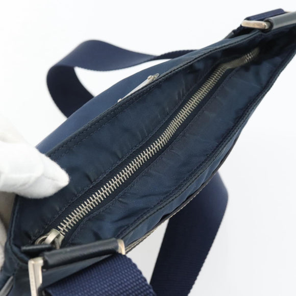 PRADA Shoulder Bag Nylon Navy Silver Auth ka4414A