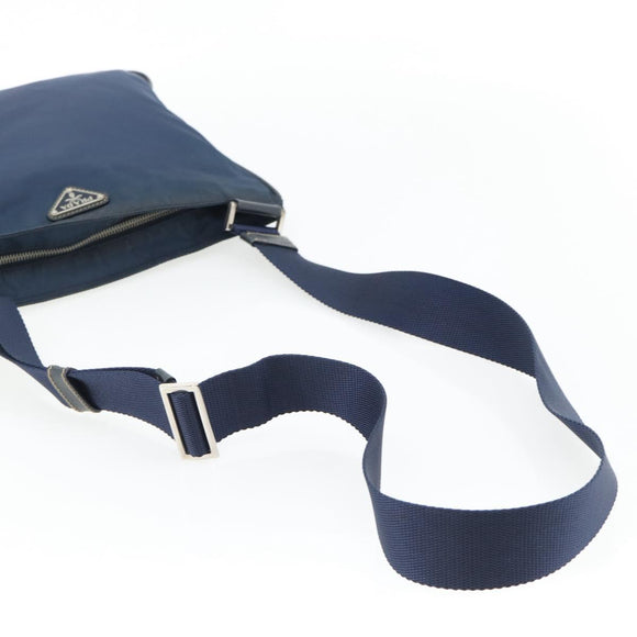 PRADA Shoulder Bag Nylon Navy Silver Auth ka4414A