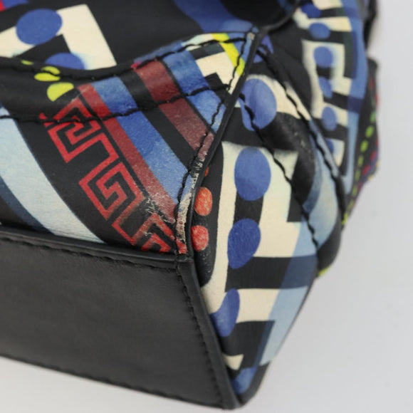 Gianni Versace Hand Bag Leather 2way Multicolor Silver Auth ka4419