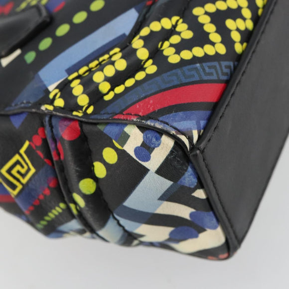 Gianni Versace Hand Bag Leather 2way Multicolor Silver Auth ka4419