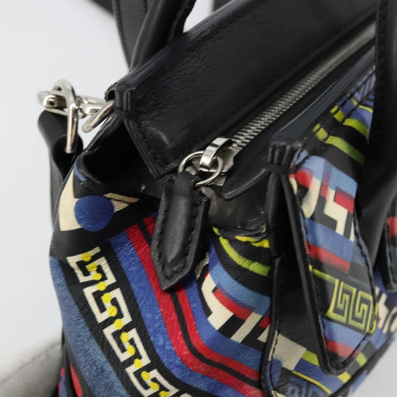 Gianni Versace Hand Bag Leather 2way Multicolor Silver Auth ka4419
