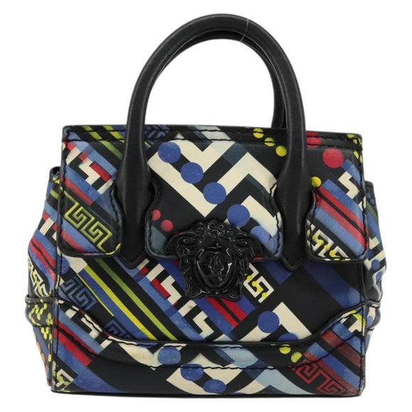 Gianni Versace Hand Bag Leather 2way Multicolor Silver Auth ka4419