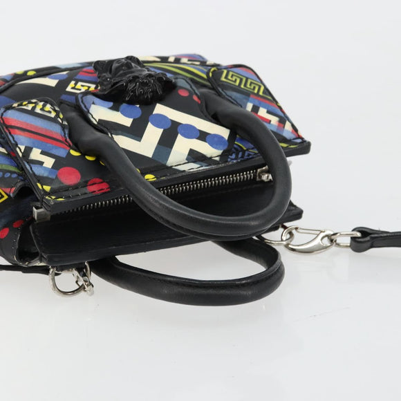 Gianni Versace Hand Bag Leather 2way Multicolor Silver Auth ka4419