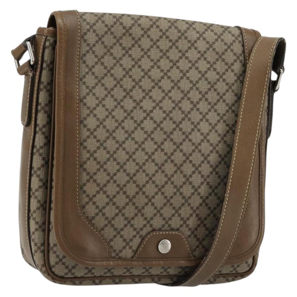 GUCCI Diamante Shoulder Bag Canvas Leather Brown Silver 295679 Auth ka4421