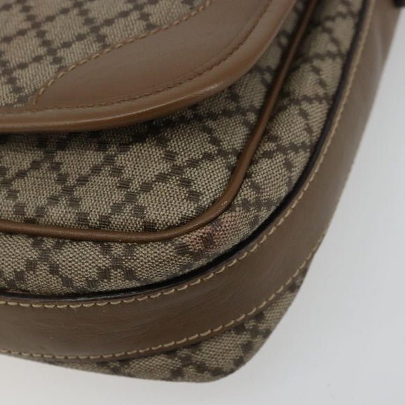 GUCCI Diamante Shoulder Bag Canvas Leather Brown Silver 295679 Auth ka4421