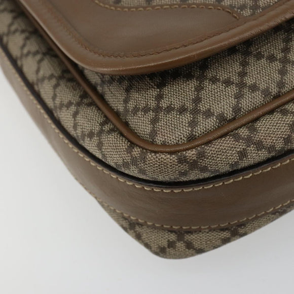 GUCCI Diamante Shoulder Bag Canvas Leather Brown Silver 295679 Auth ka4421