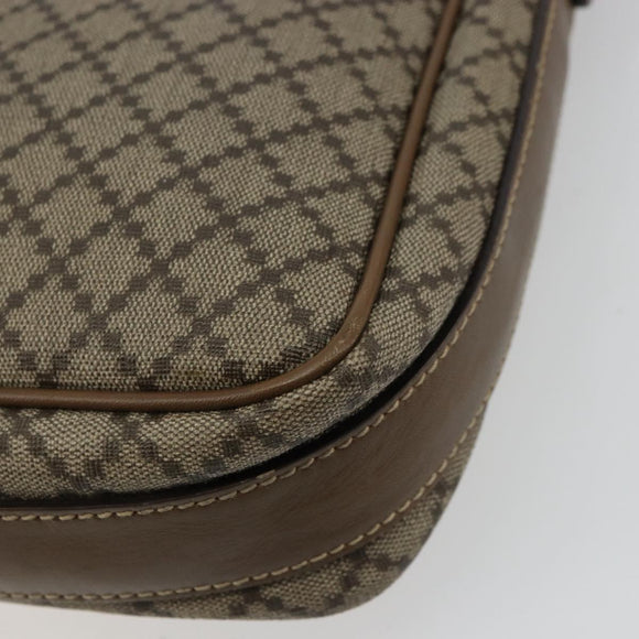 GUCCI Diamante Shoulder Bag Canvas Leather Brown Silver 295679 Auth ka4421