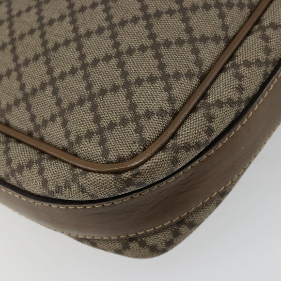 GUCCI Diamante Shoulder Bag Canvas Leather Brown Silver 295679 Auth ka4421