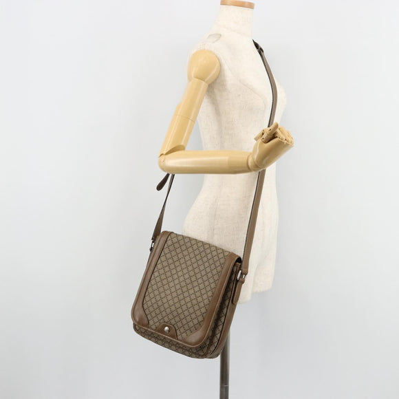 GUCCI Diamante Shoulder Bag Canvas Leather Brown Silver 295679 Auth ka4421