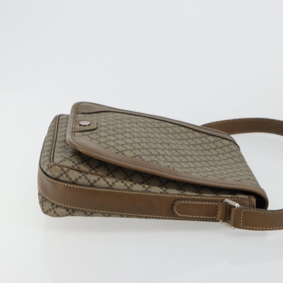 GUCCI Diamante Shoulder Bag Canvas Leather Brown Silver 295679 Auth ka4421