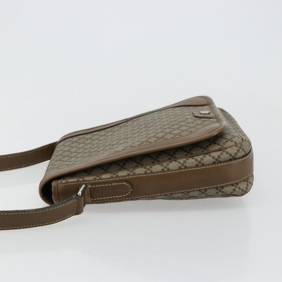 GUCCI Diamante Shoulder Bag Canvas Leather Brown Silver 295679 Auth ka4421