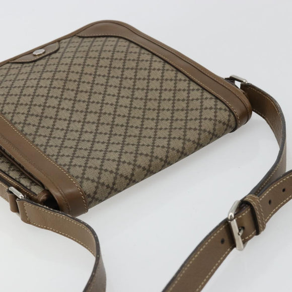 GUCCI Diamante Shoulder Bag Canvas Leather Brown Silver 295679 Auth ka4421