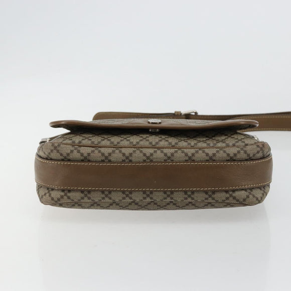 GUCCI Diamante Shoulder Bag Canvas Leather Brown Silver 295679 Auth ka4421