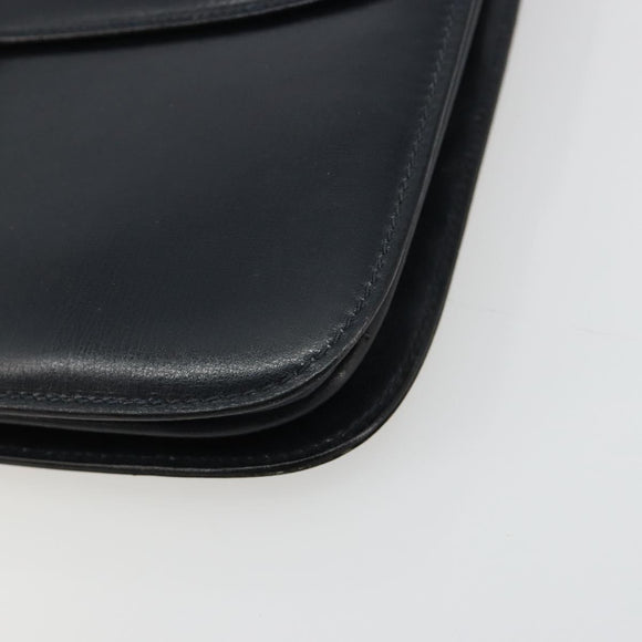 GUCCI Hand Bag Leather Navy Gold Auth ka4422