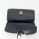 GUCCI Hand Bag Leather Navy Gold Auth ka4422-10