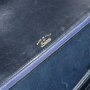 GUCCI Hand Bag Leather Navy Gold Auth ka4422-18
