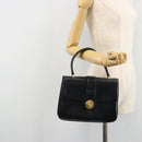 GUCCI Hand Bag Leather Navy Gold Auth ka4422-23