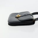 GUCCI Hand Bag Leather Navy Gold Auth ka4422-3