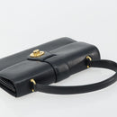 GUCCI Hand Bag Leather Navy Gold Auth ka4422-6
