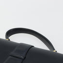 GUCCI Hand Bag Leather Navy Gold Auth ka4422-8